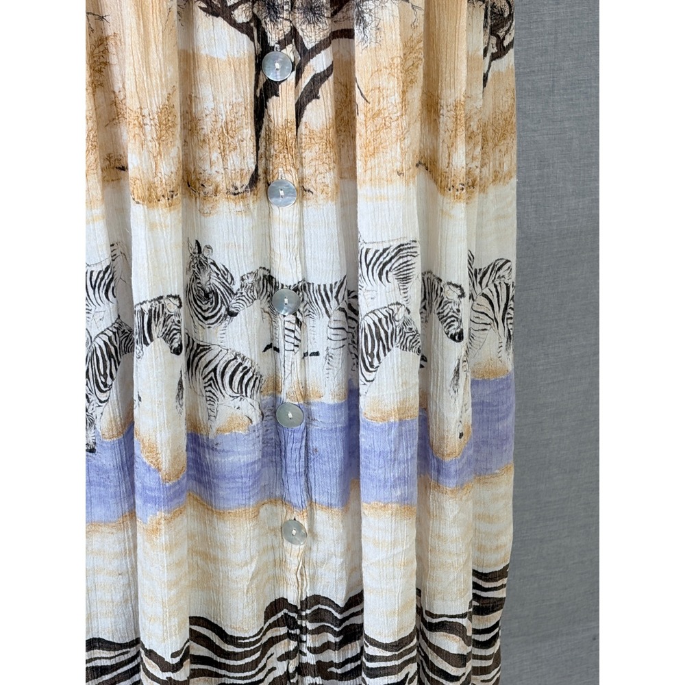 Pucci's of Palm Desert Zebra Animal Print Rayon Maxi Dress L Safari - Picture 8 of 16